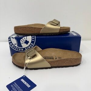 Birkenstock Madrid BS Gold Buckle Narrow Fit Slipper Woman Size 9